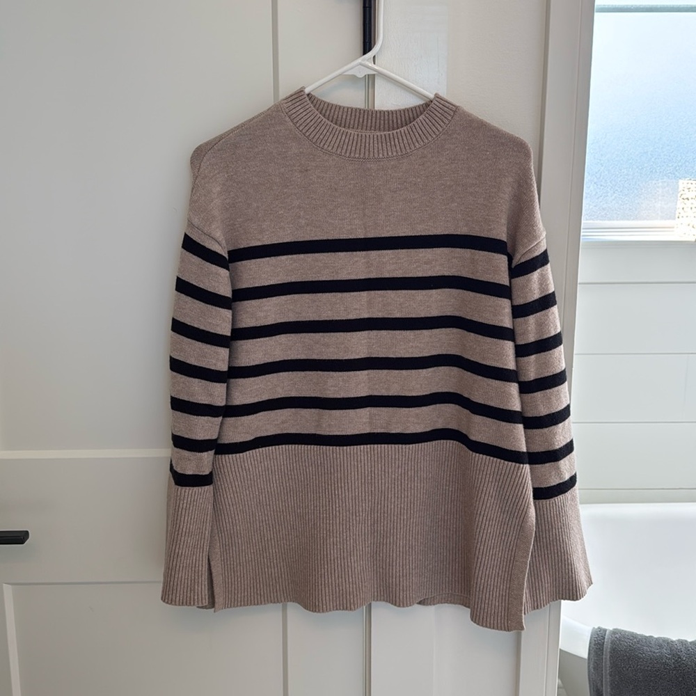 Tan & Black Striped Sweater